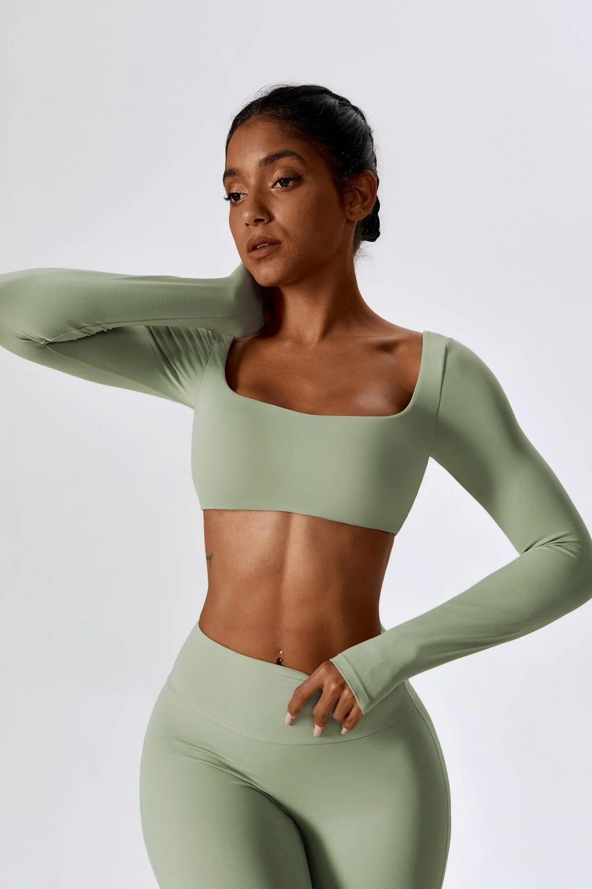 Daphne Cropped Top - Light Olive