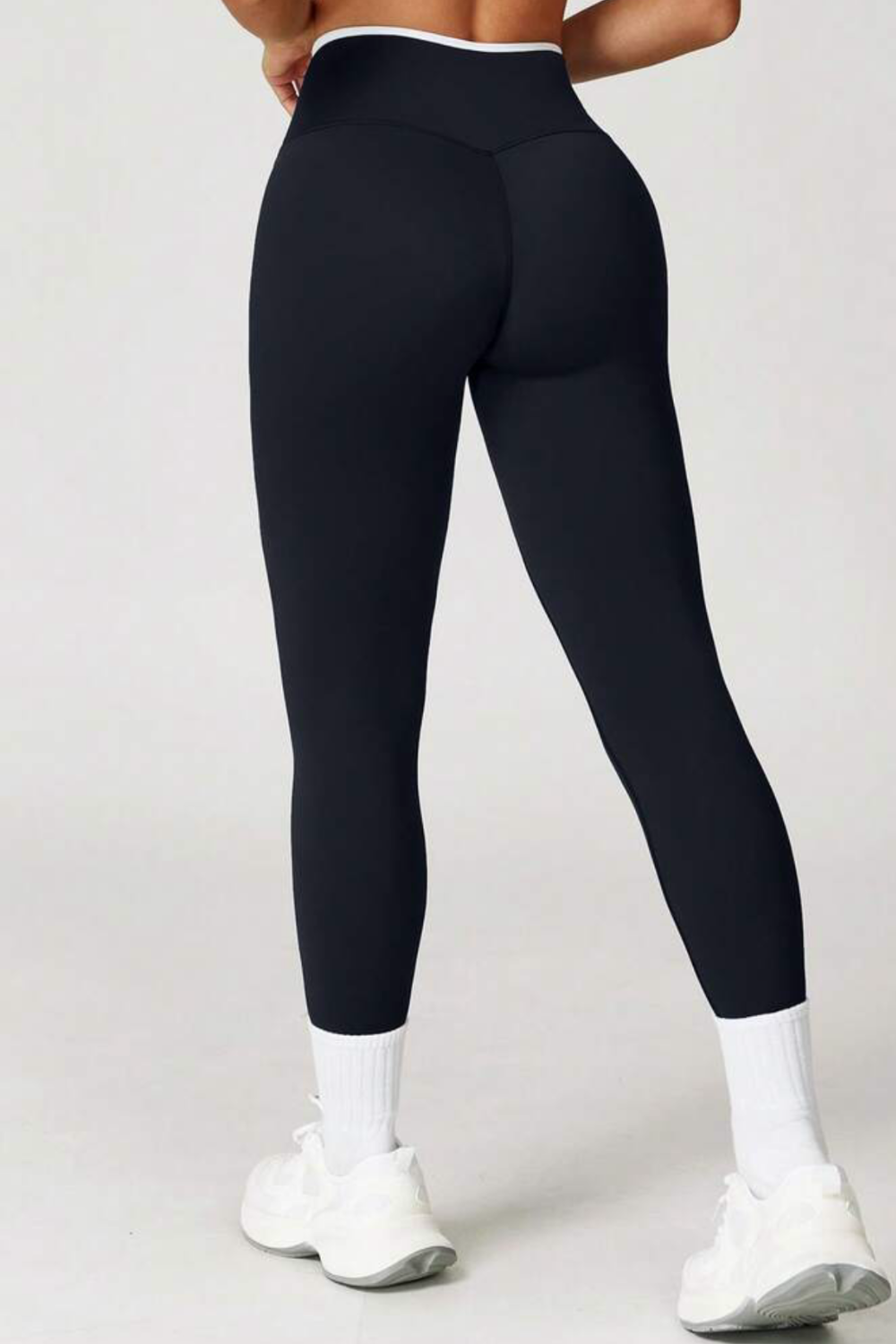 Contrast Trim Cross Waist Leggings